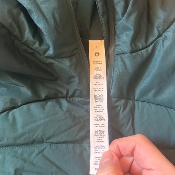 Authentic Lululemon athletica down for it all hood jacket women’s puff - Picture 2 of 4